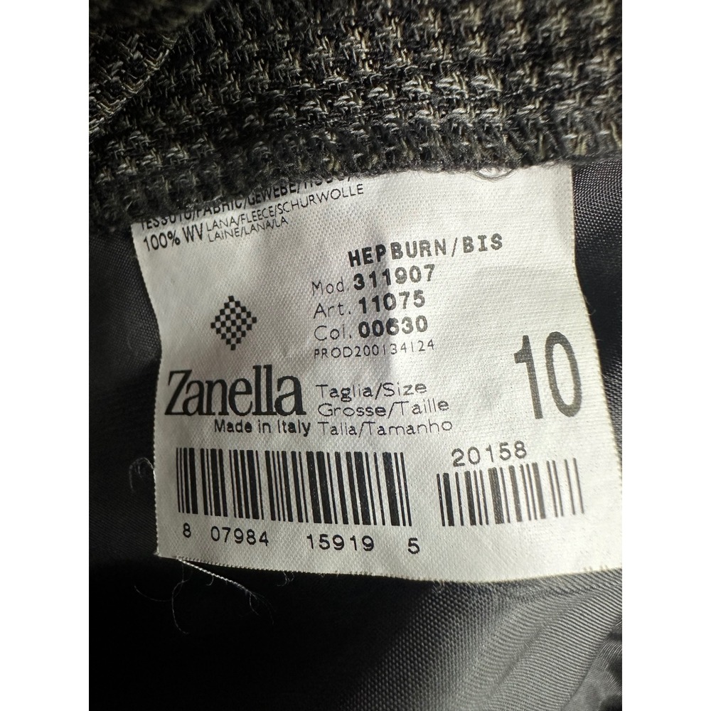 Zanella Trousers Women 10 Brown Excellent Wool Pleated Houndstooth Hepburn/Bis - Picture 9 of 11